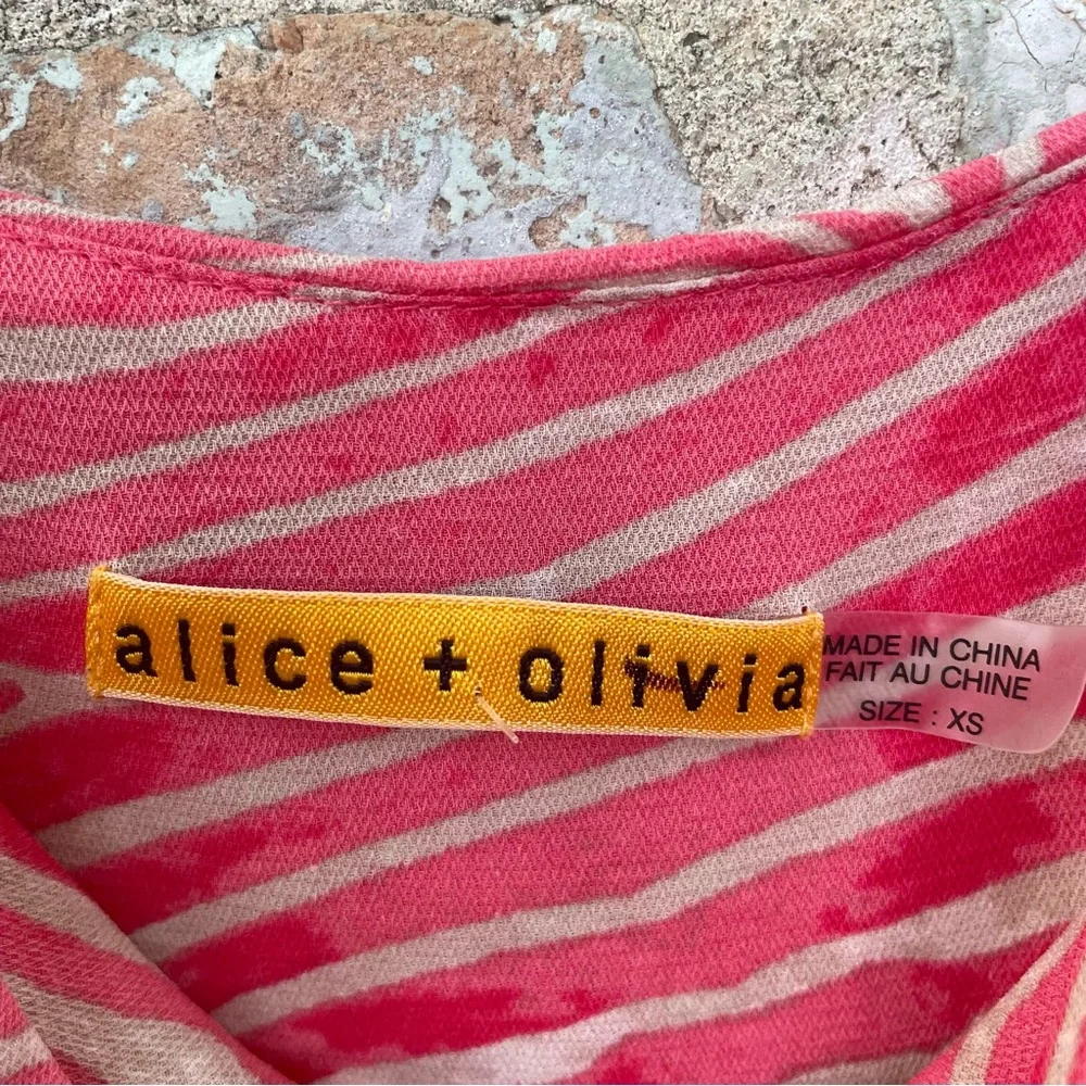 Alice + Olivia Pilar Pink Zebra Print Silk Blouson Tank Dress Elastic Waist XS - Picture 6 of 10